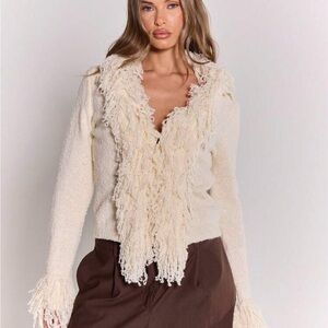 Cream Fringe Sweater/Cardigan